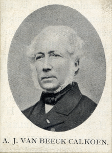 103969 Portret van A.J. van Beeck Calkoen, geboren 1805, wethouder van Utrecht (1844-1855), lid van Gedeputeerde Staten ...